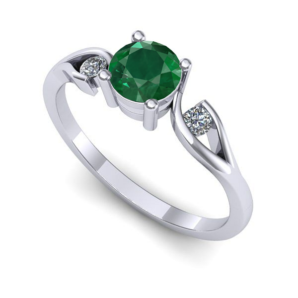 Inel din aur alb cu smarald