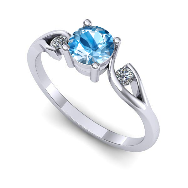 Inel de logodna din aur alb cu topaz blue