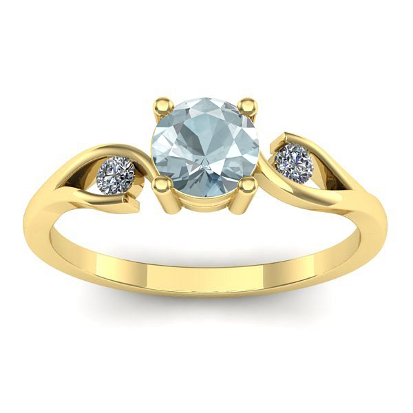 Inel logodna cu aquamarin rotund