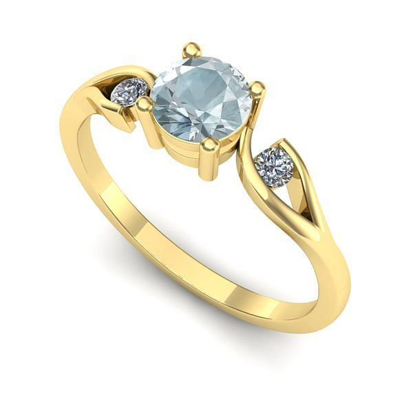 Inel de logodna din aur galben cu aquamarin