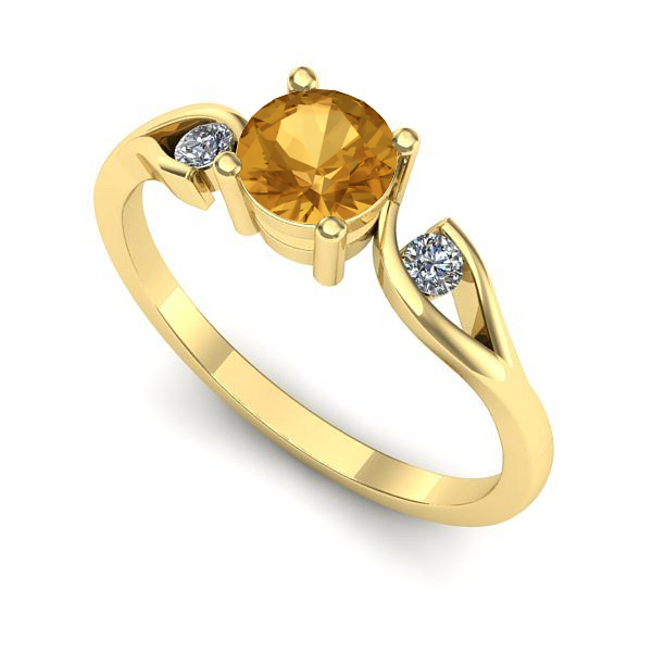 Inel logodna din aur galben cu citrin
