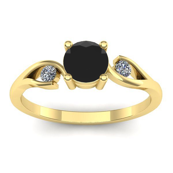 Inel cu diamant negru rotund