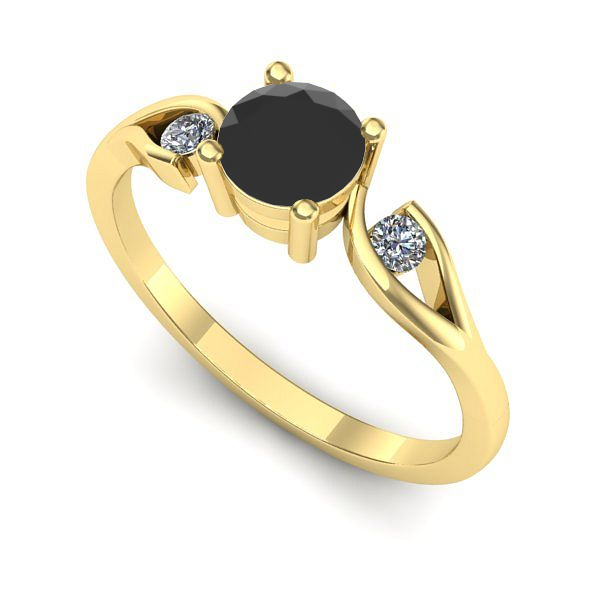 Inel din aur galben cu diamant negru