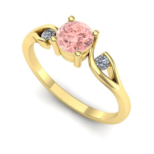 Inel logodna din aur galben cu diamant de laborator roz