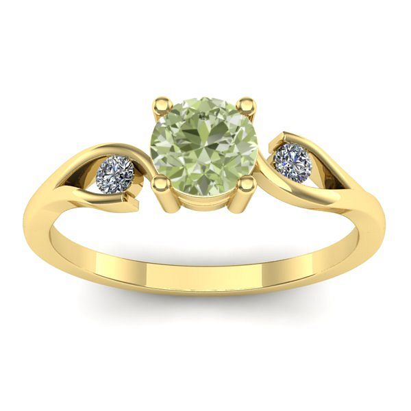 Inel logodna cu diamant de laborator verde rotund