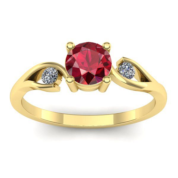 Inel de logodna cu rubin rotund