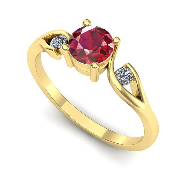 Inel logodna din aur galben cu rubin
