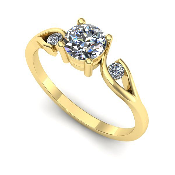 Inel logodna din aur galben cu diamant de laborator