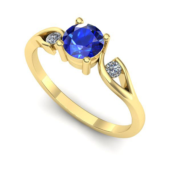 Inel logodna din aur galben cu safir