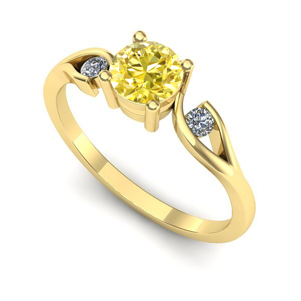 Inel logodna din aur galben cu safir galben