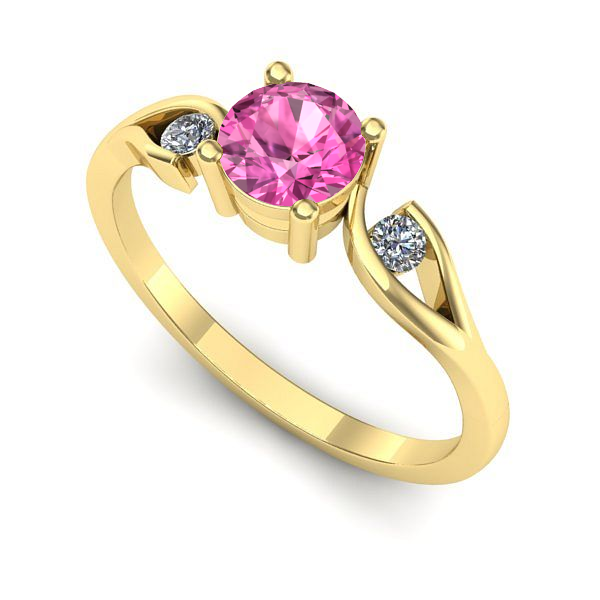 Inel logodna din aur galben cu safir roz