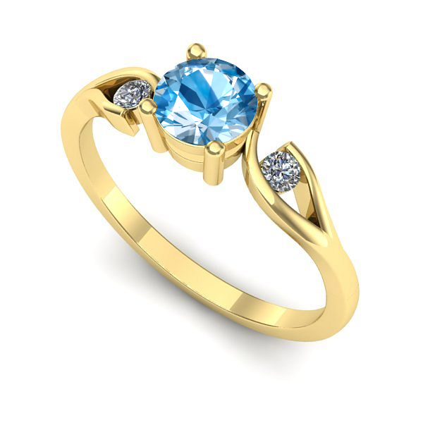 Inel din aur galben cu topaz blue