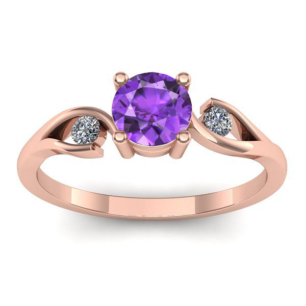 Inel de logodna cu ametist rotund