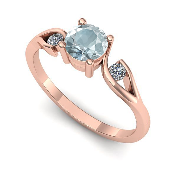 Inel de logodna din aur roz cu aquamarin