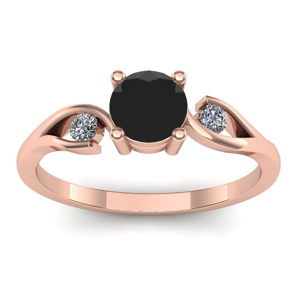 Inel de logodna cu diamant negru rotund