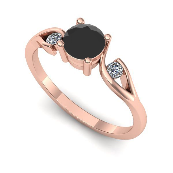 Inel logodna din aur roz cu diamant negru