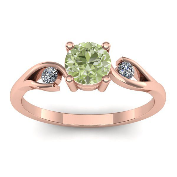Inel cu diamant de laborator verde rotund