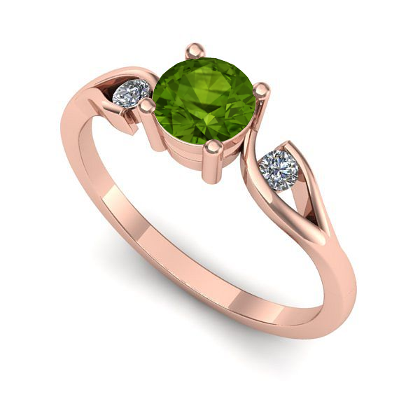 Inel de logodna din aur roz cu peridot