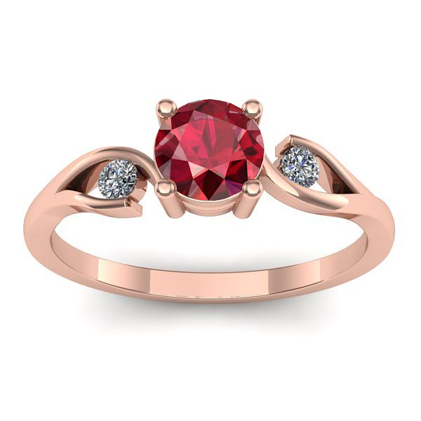 Inel de logodna cu rubin rotund