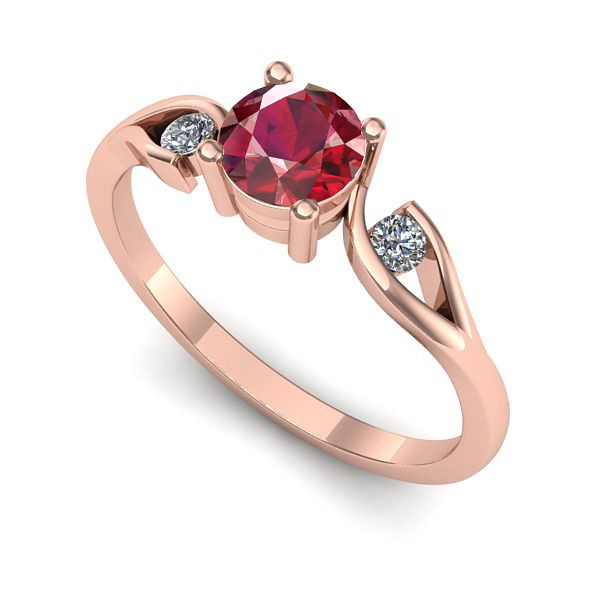 Inel logodna din aur roz cu rubin