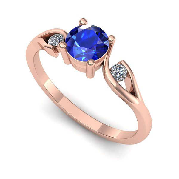 Inel logodna din aur roz cu safir