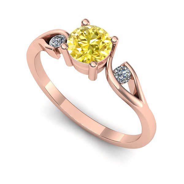 Inel de logodna din aur roz cu safir galben