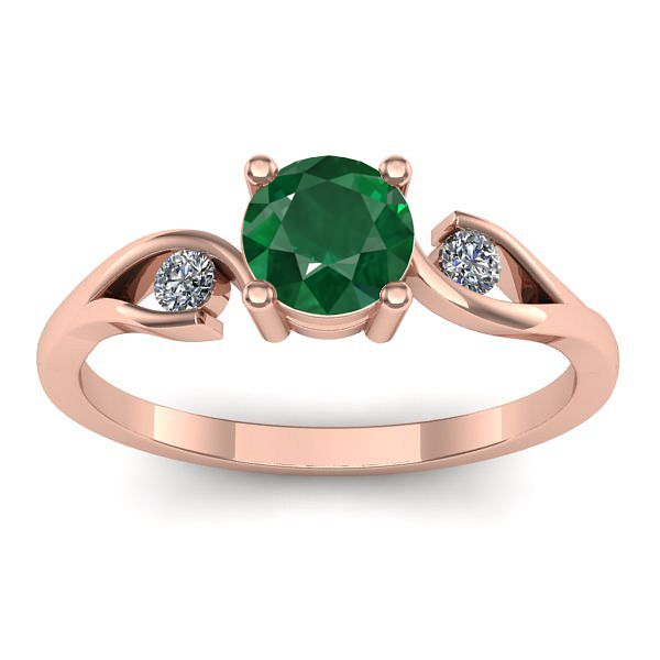 Inel de logodna cu smarald rotund