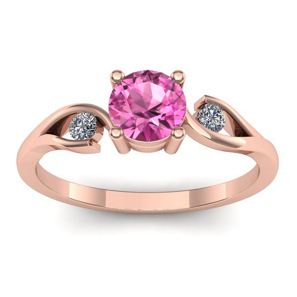 Inel cu safir roz rotund