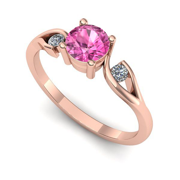 Inel logodna din aur roz cu safir roz