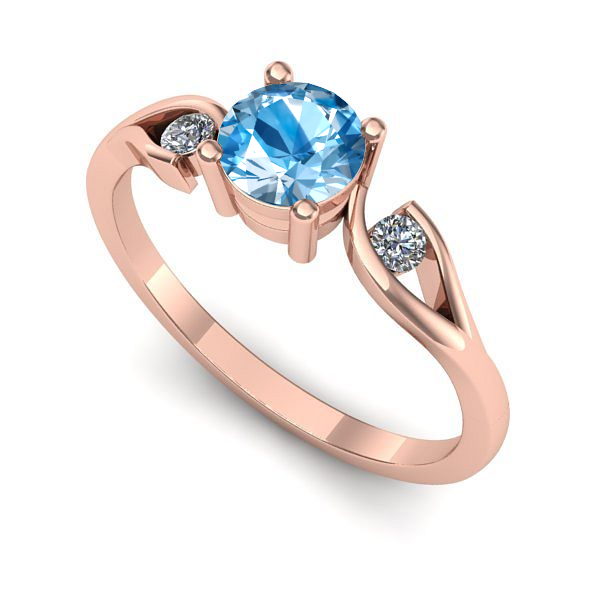 Inel logodna din aur roz cu topaz blue