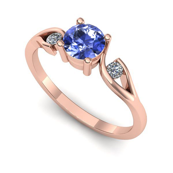Inel logodna din aur roz cu tanzanit