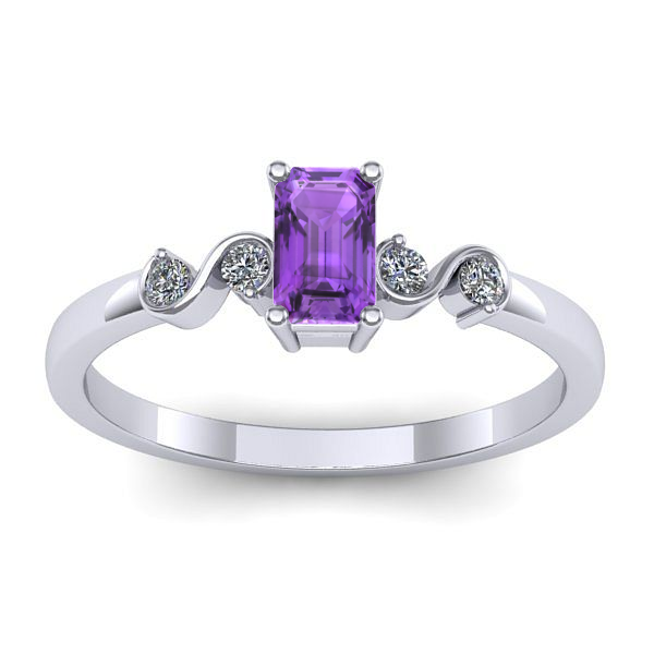 Inel logodna cu ametist dreptunghiular