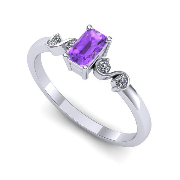 Inel de logodna din aur alb cu ametist