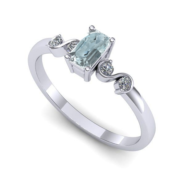 Inel din aur alb cu aquamarin
