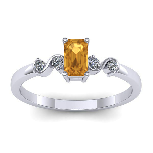 Inel cu citrin dreptunghiular