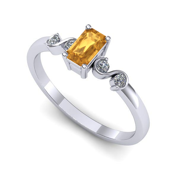 Inel din aur alb cu citrin