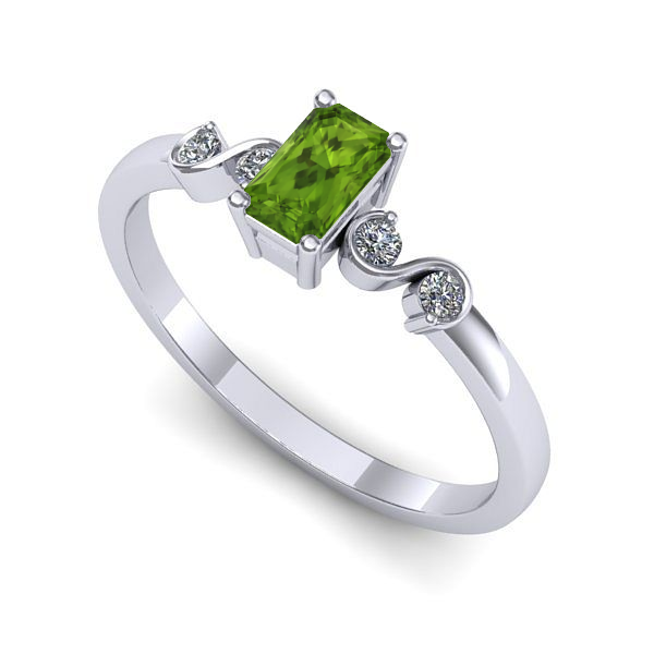 Inel de logodna din aur alb cu peridot