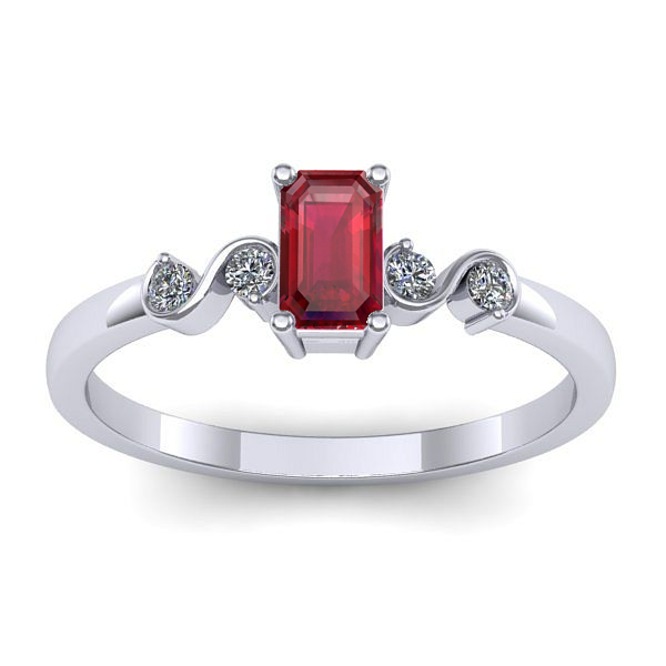 Inel logodna cu rubin dreptunghiular