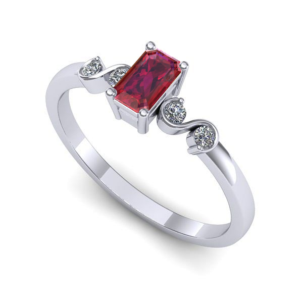 Inel de logodna din aur alb cu rubin