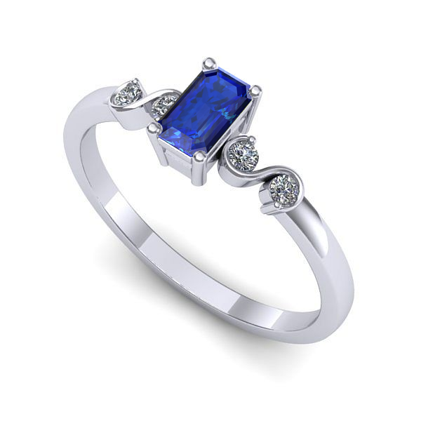 Inel din aur alb cu safir