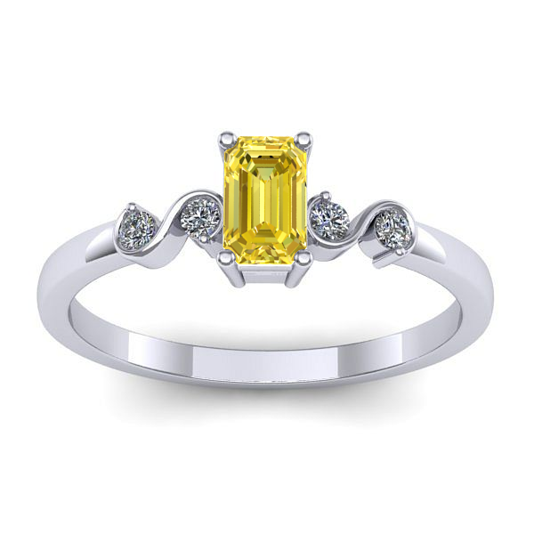 Inel logodna cu safir galben dreptunghiular