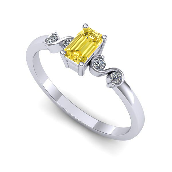 Inel din aur alb cu safir galben