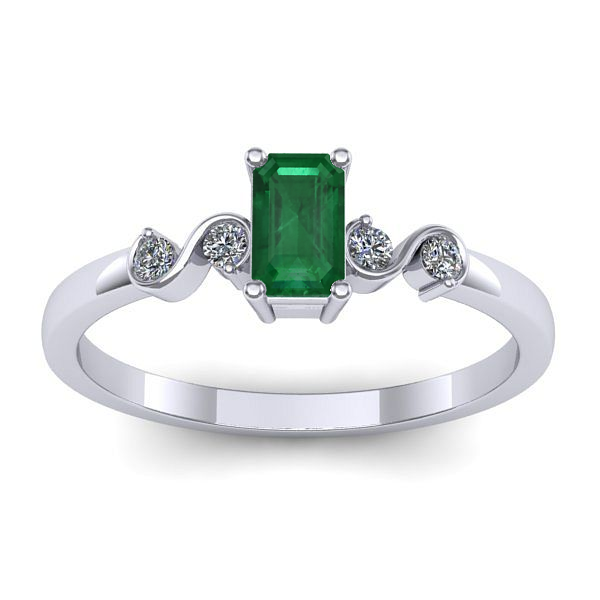 Inel logodna cu smarald dreptunghiular