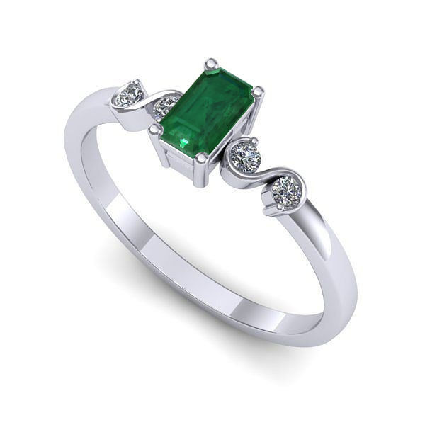 Inel din aur alb cu smarald