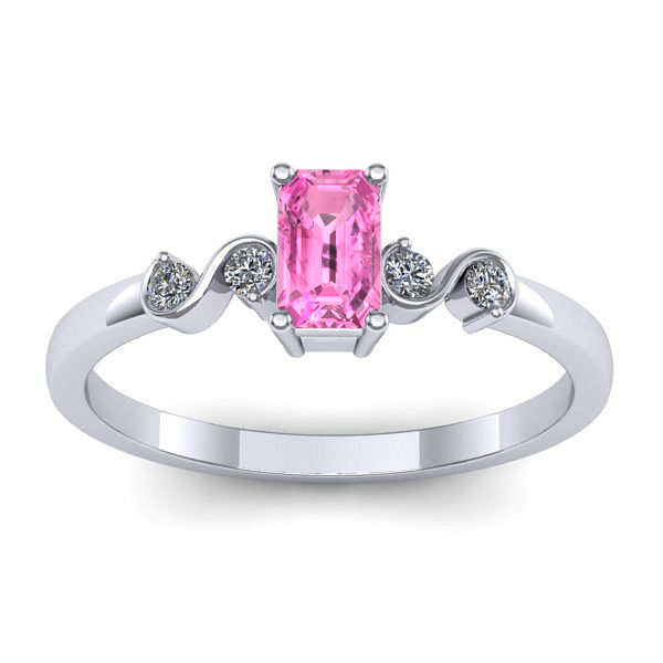 Inel de logodna cu safir roz dreptunghiular