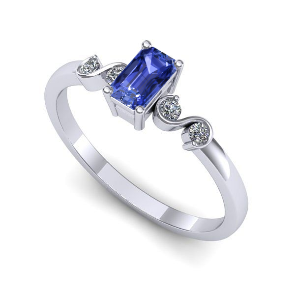 Inel logodna din aur alb cu tanzanit