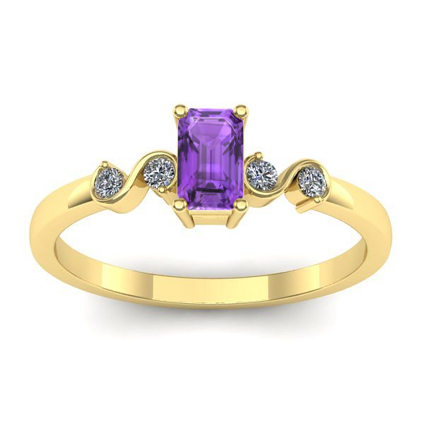 Inel de logodna cu ametist dreptunghiular