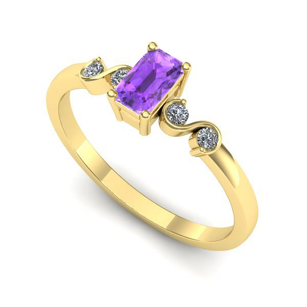 Inel din aur galben cu ametist