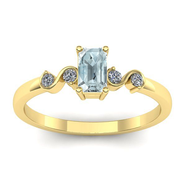 Inel cu aquamarin dreptunghiular