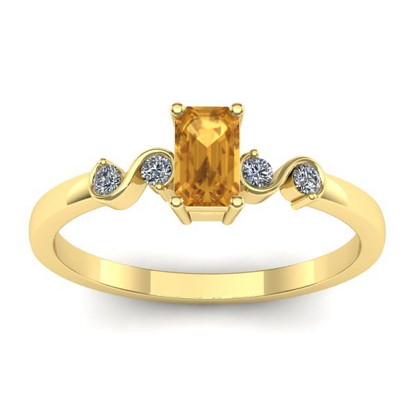 Inel logodna cu citrin dreptunghiular